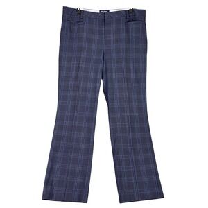 Lands End Classic Navy Plaid Trouser Pants Mid Rise Womens 18T Tailored Fit